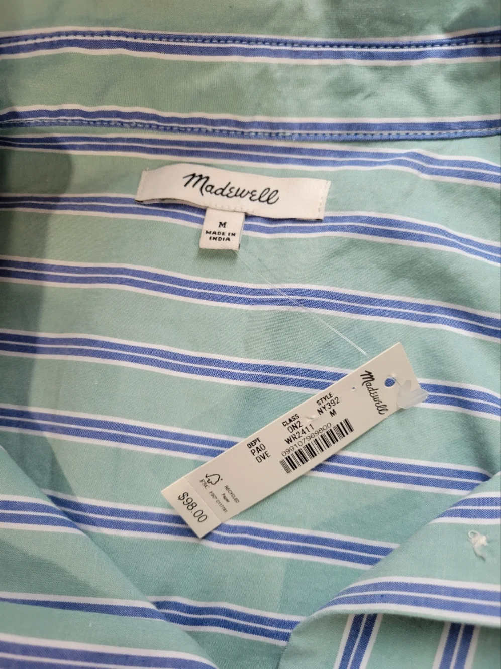 Madewell The Easy Shirt NY392 Size M NWT 100% Cotton - Picture 7 of 8